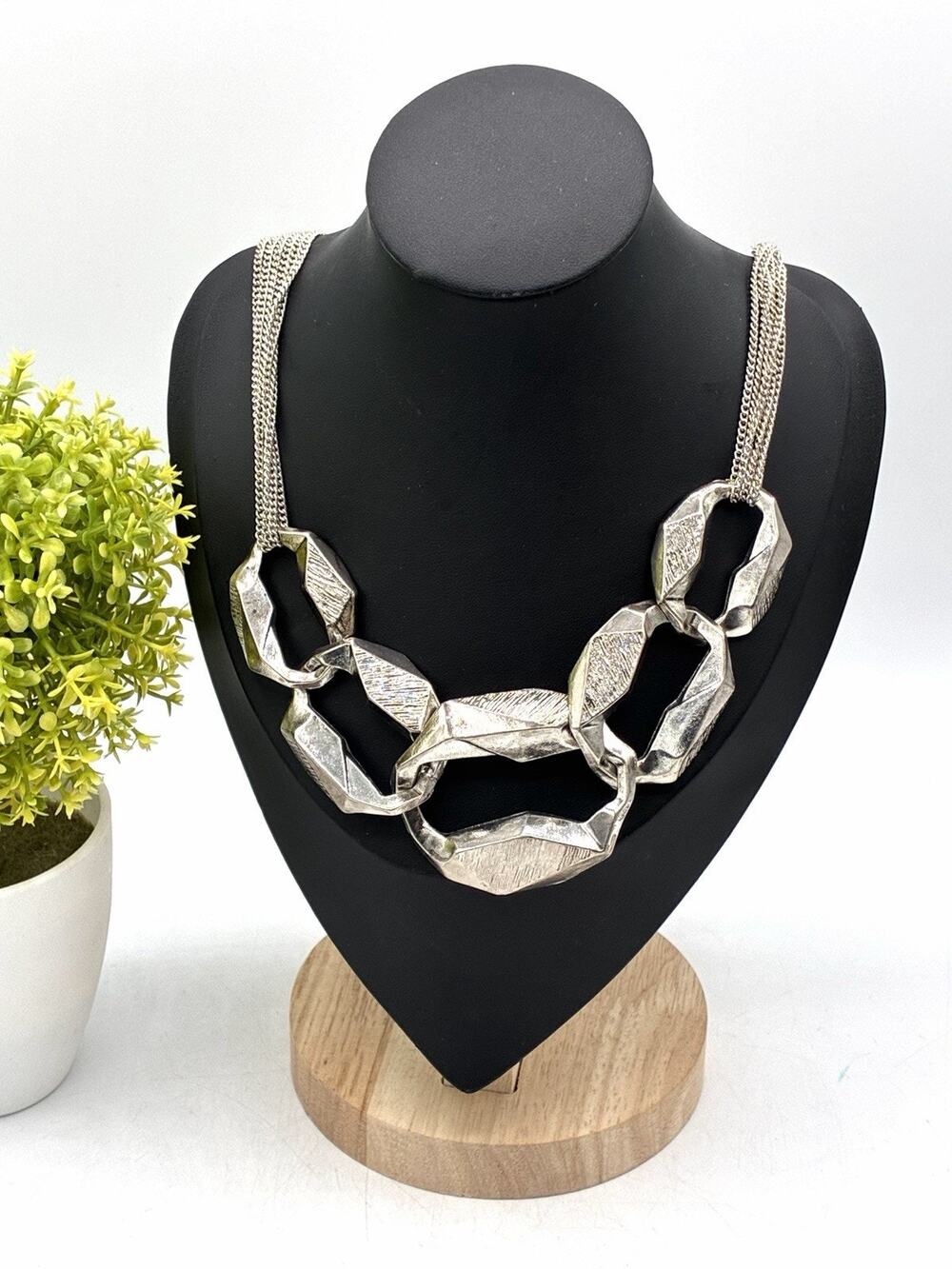 2013 Target Statement Necklace Silver Tone Oversized Geometric Links 18”